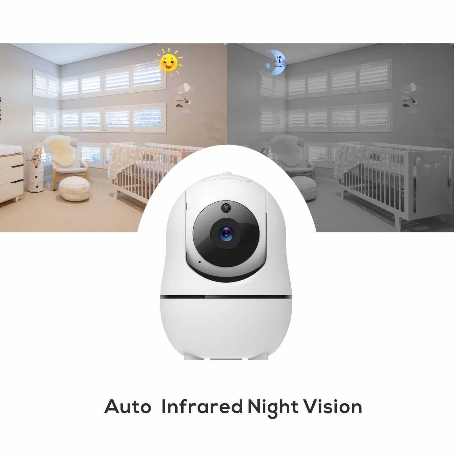 5 Inch Video Baby Monitor with Two Camera and Audio, Night Vision, 4X Zoom, 1000Ft Range 2-Way Audio Temperature Sensor Lullaby