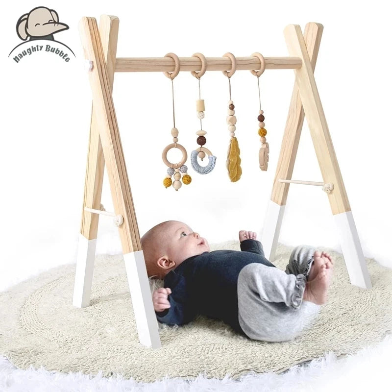 1Set Baby Fitness Frames Baby Gym Mobile Suspension Baby Room Decoration Newborn Baby Activity Accessories Wooden Rattles Toys