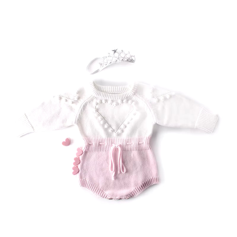 0-24M Winter Kids Baby Girls Boys Bodysuits Knitting Long Sleeve Wool Princess Triangle Jumpsuit Toddler Kid'S Clothing