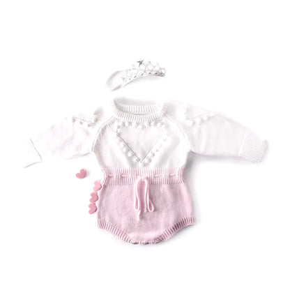 0-24M Winter Kids Baby Girls Boys Bodysuits Knitting Long Sleeve Wool Princess Triangle Jumpsuit Toddler Kid'S Clothing