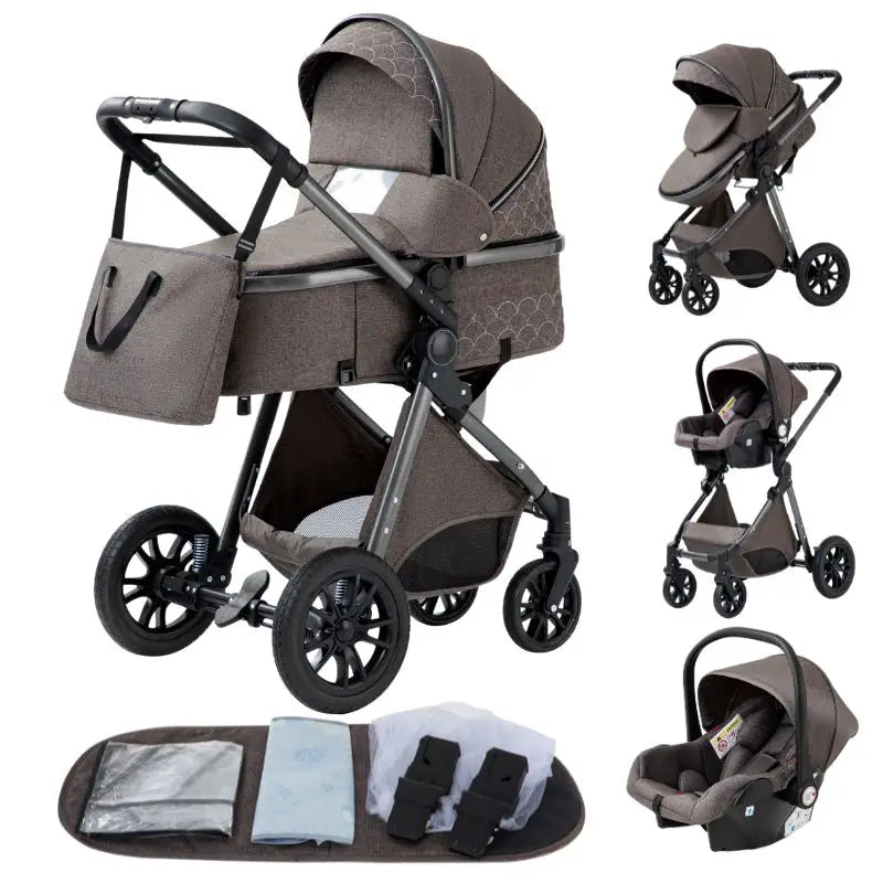 Baby Stroller 3 In1,Four Wheel Stroller,2 in 1 Baby Car,Lightweight Strollers,Mutifunction Strollers,Baby Carriage,Poussette