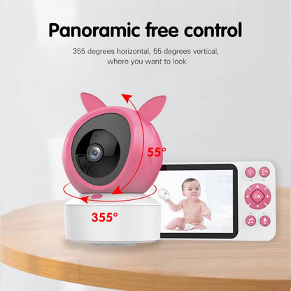 5" Tuya Smart Wifi Feeding Reminder Temperature Motion Sound Detection APP View Control Audio Video Baby Monitors Camera 1080P