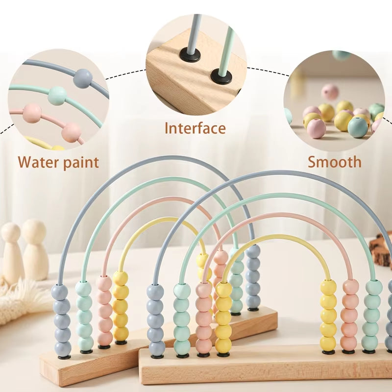 Wooden Montessori Baby Toys Infant Early Education Learning Math Toy Curved Abacus Game Exercise Hands-On Ability Kid Gift