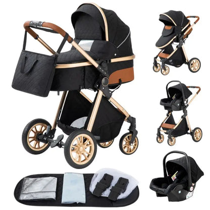 Baby Stroller 3 In1,Four Wheel Stroller,2 in 1 Baby Car,Lightweight Strollers,Mutifunction Strollers,Baby Carriage,Poussette