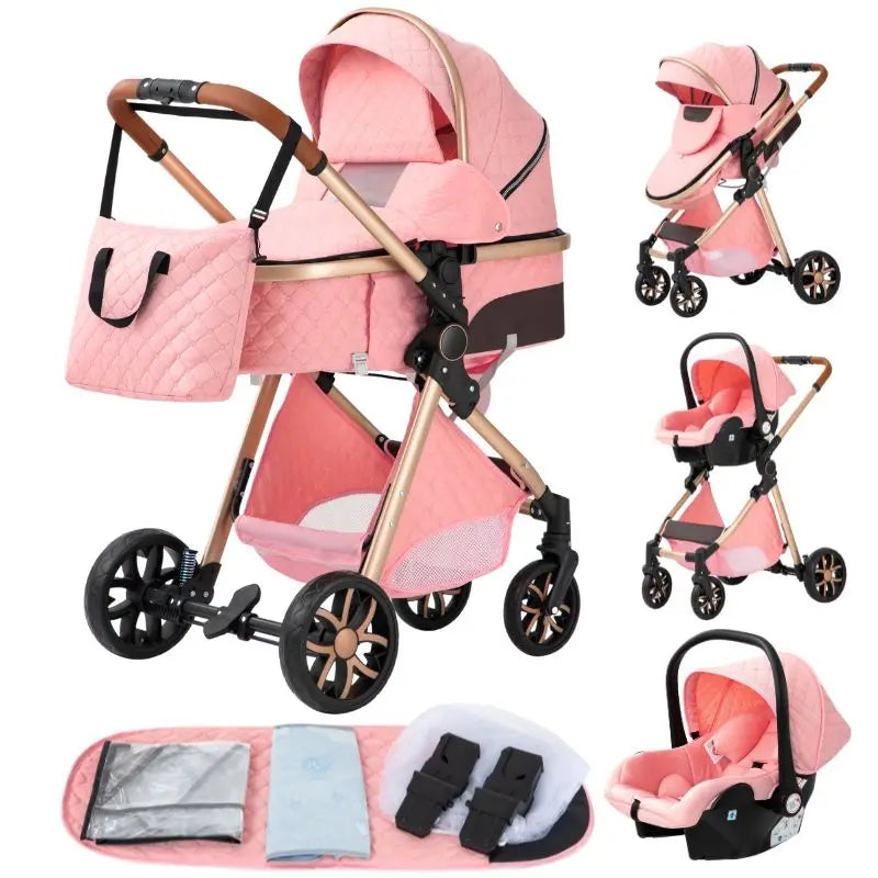 Baby Stroller 3 In1,Four Wheel Stroller,2 in 1 Baby Car,Lightweight Strollers,Mutifunction Strollers,Baby Carriage,Poussette