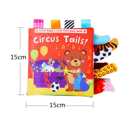 New Baby Toys Cartoon Animals Tail Baby Cloth Book Educational Ringed Paper Cloth Book Toys Enlightenment Baby Toys 0 12 Months