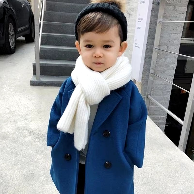 Kids Winter Grid Jackets Baby Boy Trench Coat Lapel Autumn Kids Outerwear Coats Wool Coat Overcoat