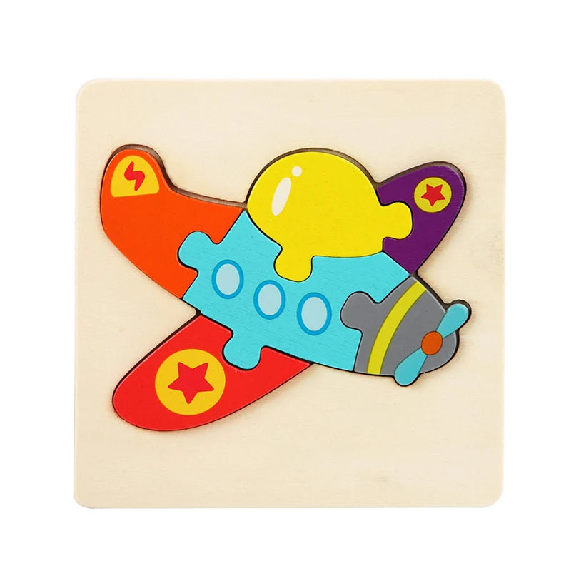 3D Wooden Puzzle Baby Toys Montessori Cartoon Animals Kids Puzzle Baby Game Jigsaw Puzzle Educational Toys for Babies