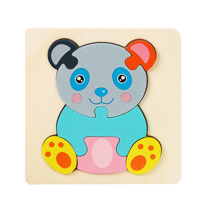 3D Wooden Puzzle Baby Toys Montessori Cartoon Animals Kids Puzzle Baby Game Jigsaw Puzzle Educational Toys for Babies