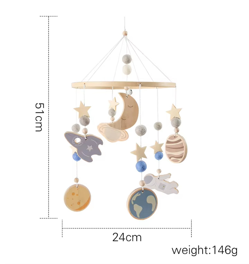 Baby Crib Mobiles Rattles Music Educational Toys Bed Bell Newborn Mobile Bed Bell Bracket Baby Toys Wooden Bed Bell Accessories