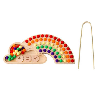 Montessori Toys Rainbow Board Clamp Ball Toy Wooden Baby Toy Hand and Foot Coordination Toy Baby Tolor Recognition Toy Gift