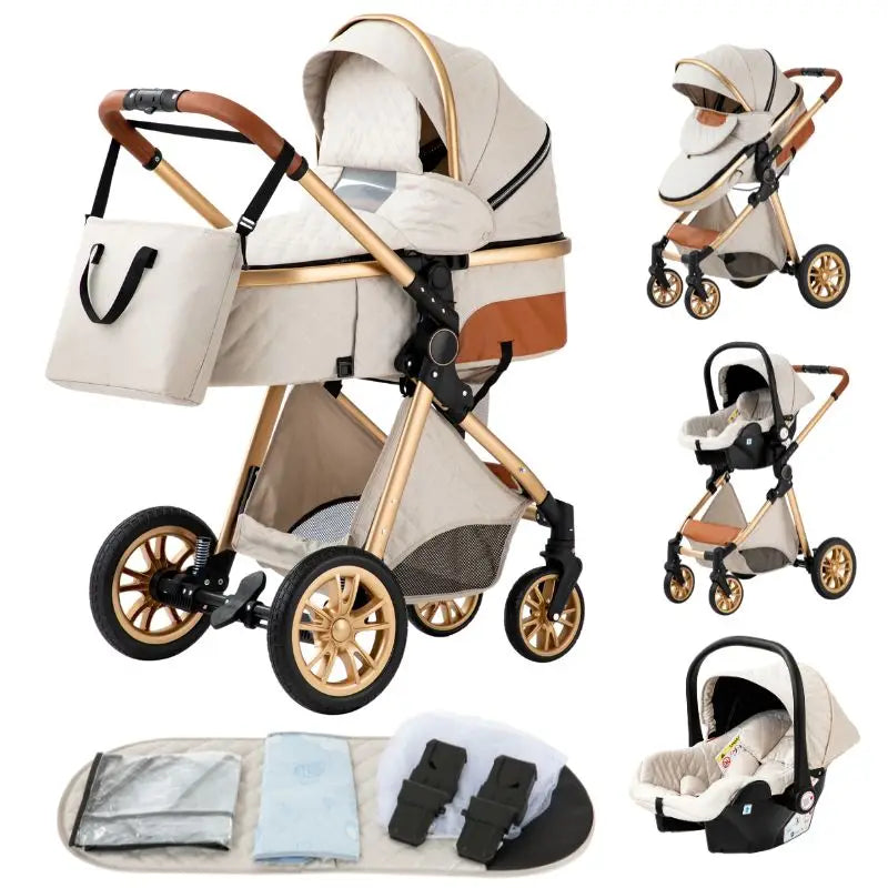 Baby Stroller 3 In1,Four Wheel Stroller,2 in 1 Baby Car,Lightweight Strollers,Mutifunction Strollers,Baby Carriage,Poussette