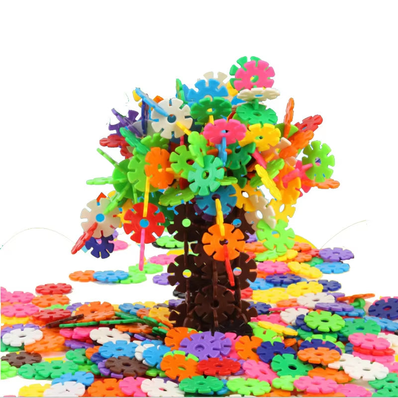 500Pcs/Pack Building Blocks Children'S Plastic ABS Snowflake Shape Kids Educational Toy Assemblage Colorful Model Building Kit