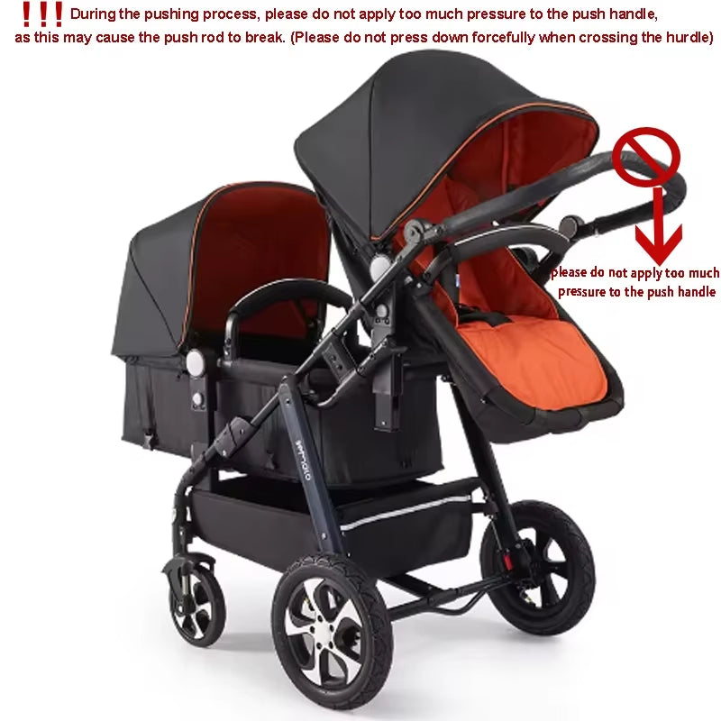 Luxury Twin Baby Stroller,High Landscape Pram,Folding Carriage,Twins Stroller Baby Car,Double Seat Strollers,Lying and Seating