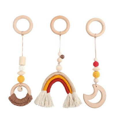 1Set Baby Fitness Frames Baby Gym Mobile Suspension Baby Room Decoration Newborn Baby Activity Accessories Wooden Rattles Toys