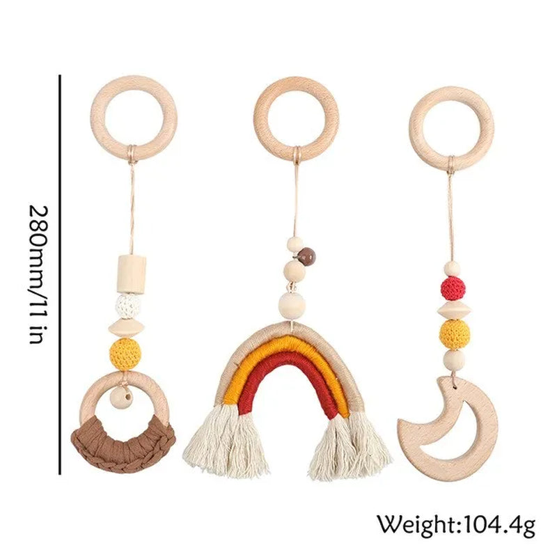 1 Set of Wooden Baby Gym Newborn Activity Fitness Stand Baby Pendant Crib Decoration Baby Accessories Rattle Toy Gifts for Baby