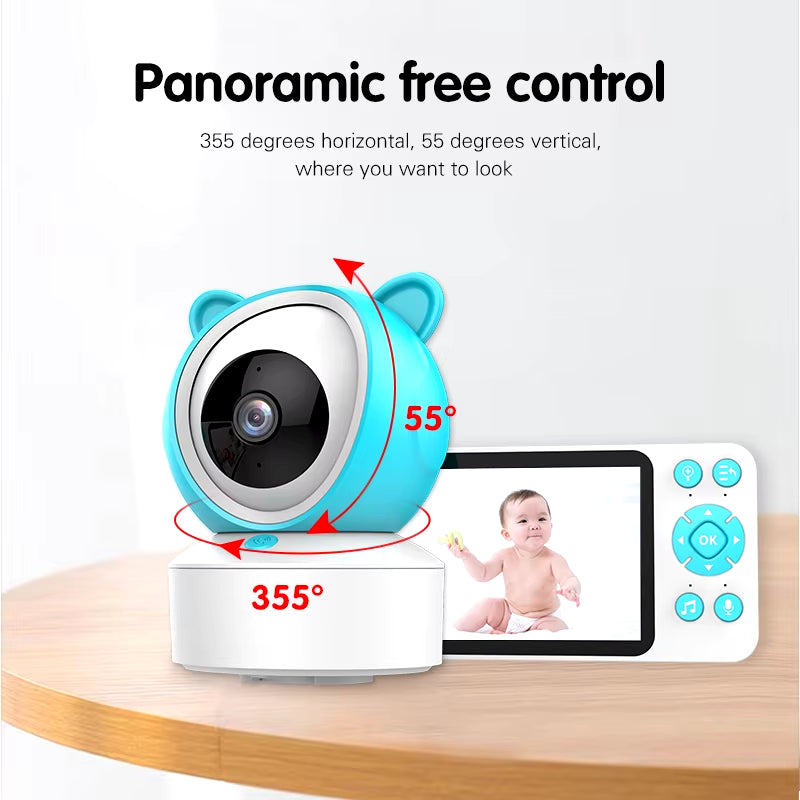 5" Tuya Smart Wifi Feeding Reminder Temperature Motion Sound Detection APP View Control Audio Video Baby Monitors Camera 1080P