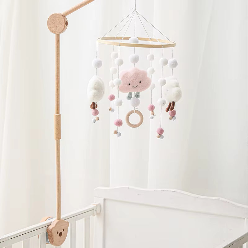 Baby Crib Mobiles Rattles Music Educational Toys Bed Bell Newborn Mobile Bed Bell Bracket Baby Toys Wooden Bed Bell Accessories