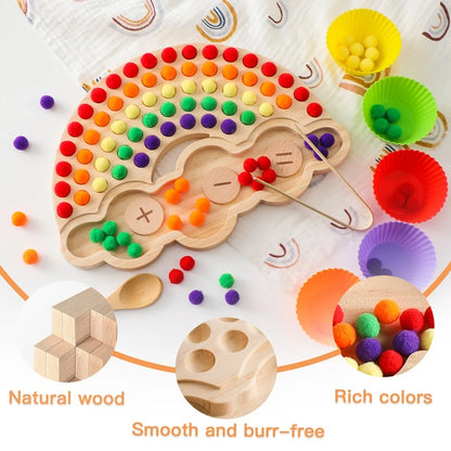 Montessori Toys Rainbow Board Clamp Ball Toy Wooden Baby Toy Hand and Foot Coordination Toy Baby Tolor Recognition Toy Gift