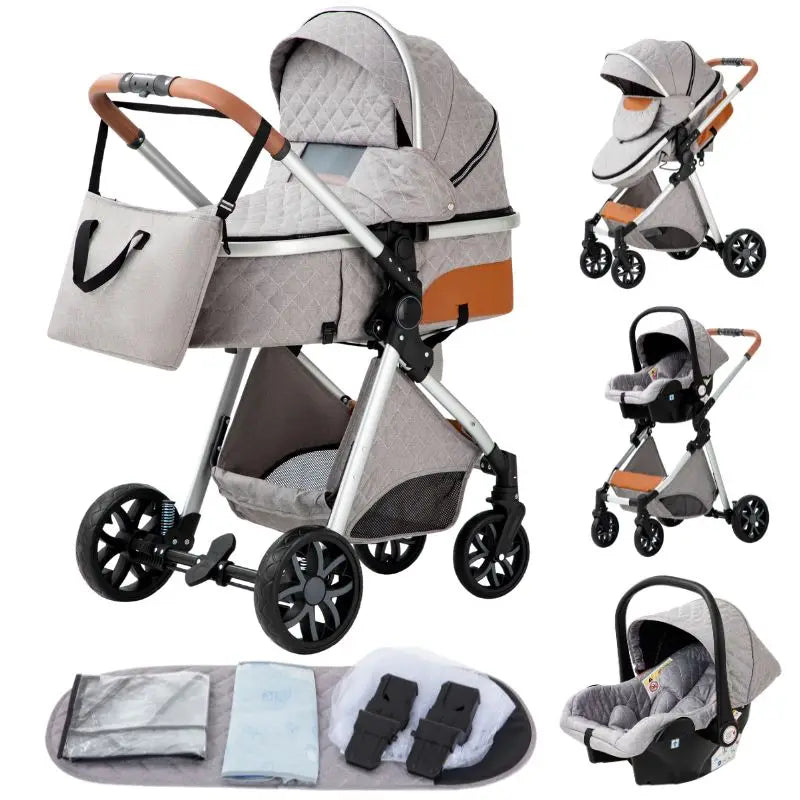 Baby Stroller 3 In1,Four Wheel Stroller,2 in 1 Baby Car,Lightweight Strollers,Mutifunction Strollers,Baby Carriage,Poussette