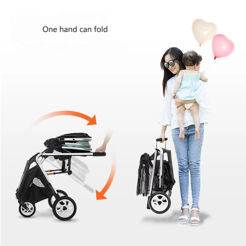 New Baby Stroller Cute Cartoon Dinosaur Baby Cariage High Landscape Foldable Stroller Baby Bassinet Puchair Carry on Baby Pram