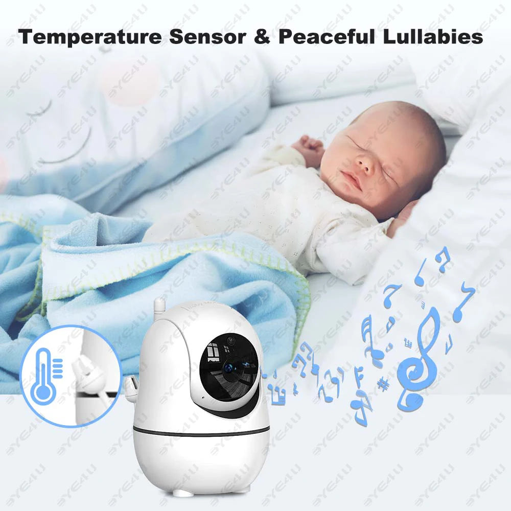 5 Inch Video Baby Monitor with Pan Tilt Camera 2.4G Mother Kids Surveillance PTZ Video Cams Temperture Display Home Security Cam