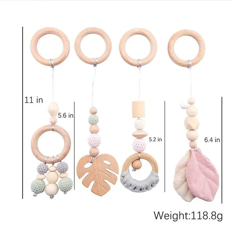 1 Set of Wooden Baby Gym Newborn Activity Fitness Stand Baby Pendant Crib Decoration Baby Accessories Rattle Toy Gifts for Baby