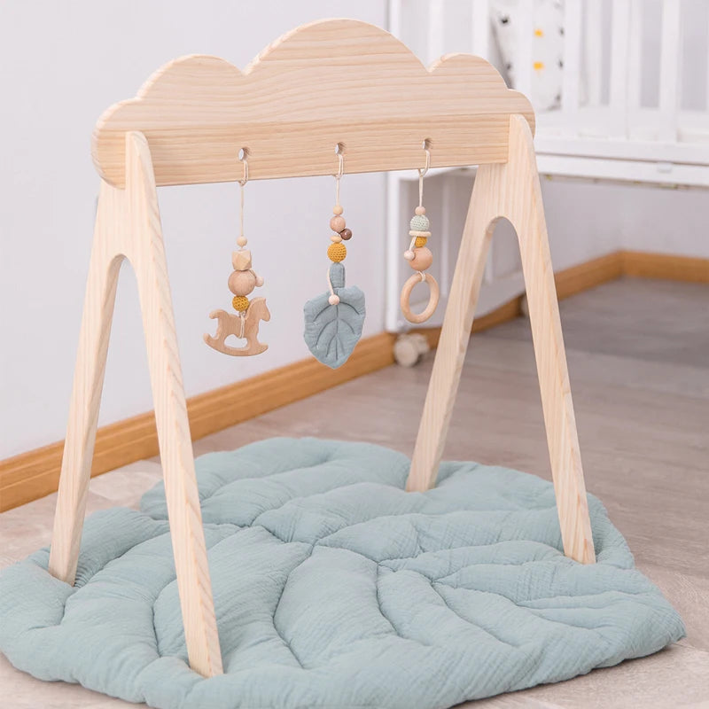 1Pc Wooden Gym Play Clouds Holder Hanging Baby Toys Mobile Bed Holder Wooden Frame Mobile Newborn Educational Toys Baby Gym Play