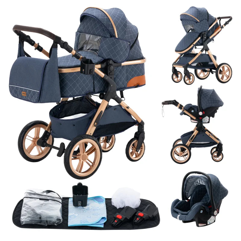 Baby Stroller 3 In1,Four Wheel Stroller,2 in 1 Baby Car,Lightweight Strollers,Mutifunction Strollers,Baby Carriage,Poussette