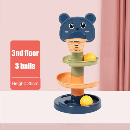 Baby Toys Sliding Rolling Balls Pile Tower Stacking Early Educational Puzzle Rotating Spin Track Toddler Gifts for Children Kids