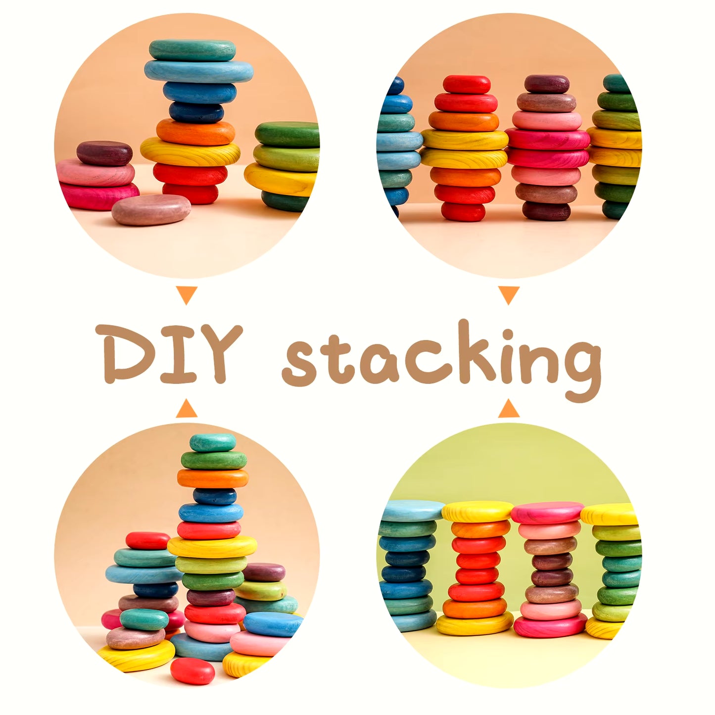 4 Pc/Lot Baby Toys Creative Rainbow Cobblestone Wooden Balancing Stones Baby Building Block Montessori Educational Toys Gift