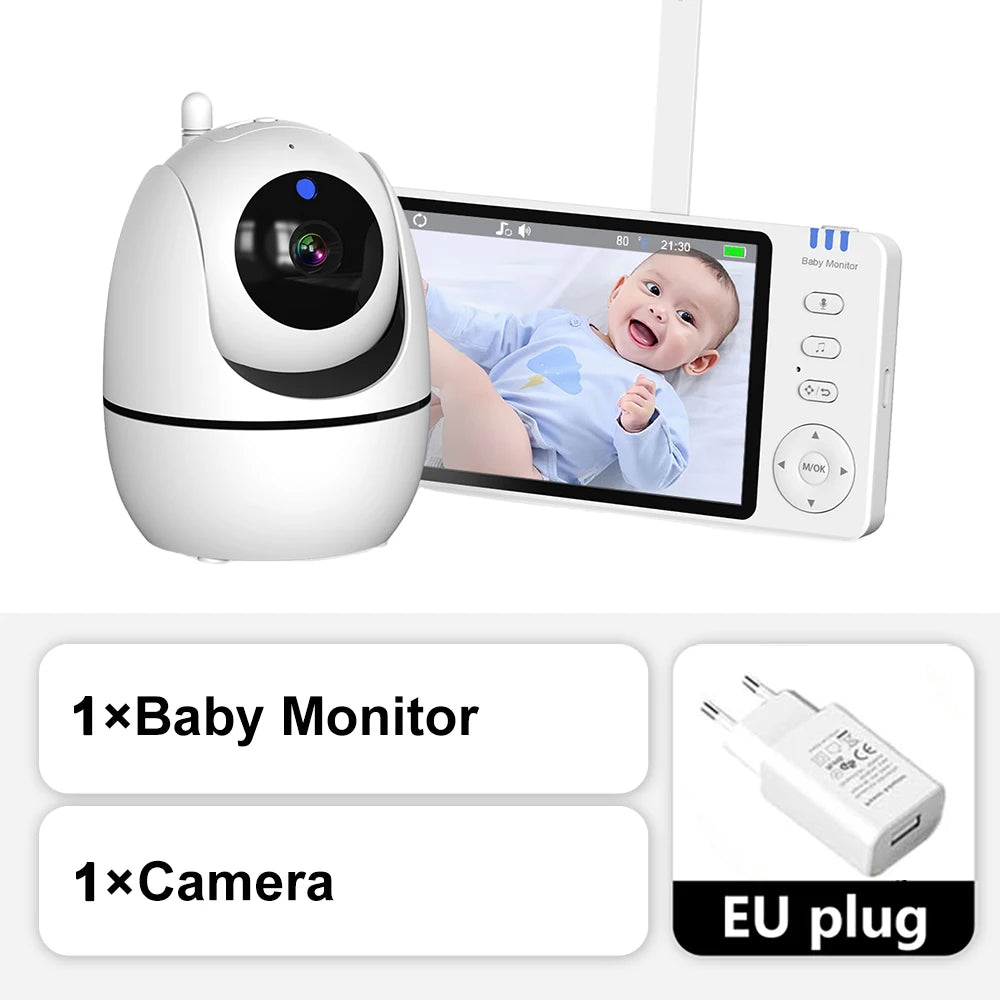 5 Inch Video Baby Monitor with Camera PTZ Zoom Babyphone Cam Security Protection Surveillance Cameras Temperature Sensor Lullaby