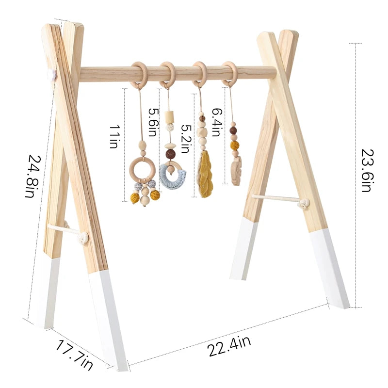 1Set Baby Fitness Frames Baby Gym Mobile Suspension Baby Room Decoration Newborn Baby Activity Accessories Wooden Rattles Toys