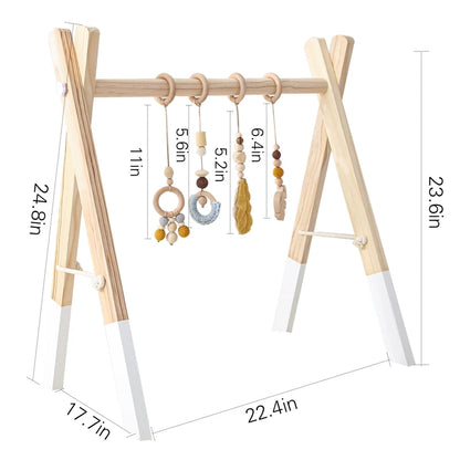 1Set Baby Fitness Frames Baby Gym Mobile Suspension Baby Room Decoration Newborn Baby Activity Accessories Wooden Rattles Toys