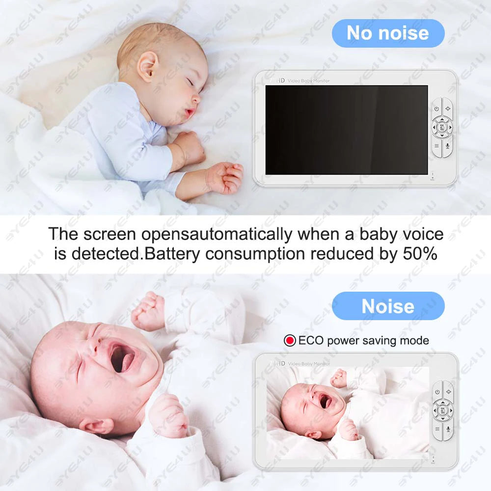 5 Inch Video Baby Monitor with Pan Tilt Camera 2.4G Mother Kids Surveillance PTZ Video Cams Temperture Display Home Security Cam