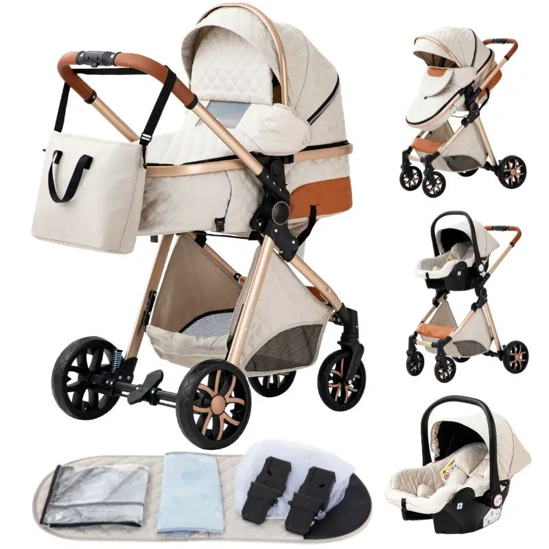 Baby Stroller 3 In1,Four Wheel Stroller,2 in 1 Baby Car,Lightweight Strollers,Mutifunction Strollers,Baby Carriage,Poussette