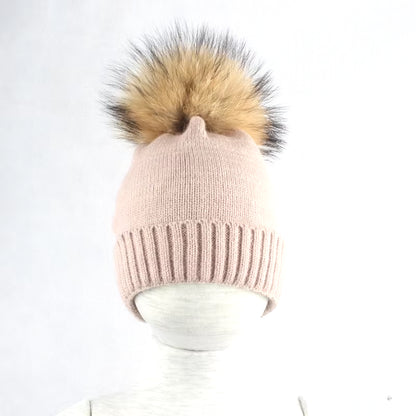 Baby Hat Soft Wool Beanie Real Fur Pompom Winter Hat for Children Girls Boys Warm Knitted Kids Hats New