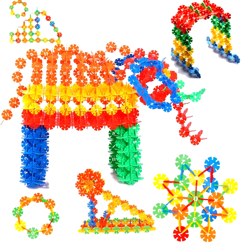 500Pcs/Pack Building Blocks Children'S Plastic ABS Snowflake Shape Kids Educational Toy Assemblage Colorful Model Building Kit