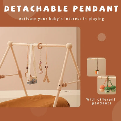 1 Set of Wooden Baby Gym Newborn Activity Fitness Stand Baby Pendant Crib Decoration Baby Accessories Rattle Toy Gifts for Baby