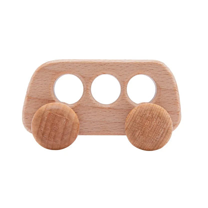 Wooden Baby Car Toys Beech Wooden Dinosaur Cartoon Car Teether Educational Montessori Toys for Children Teething Baby Toys