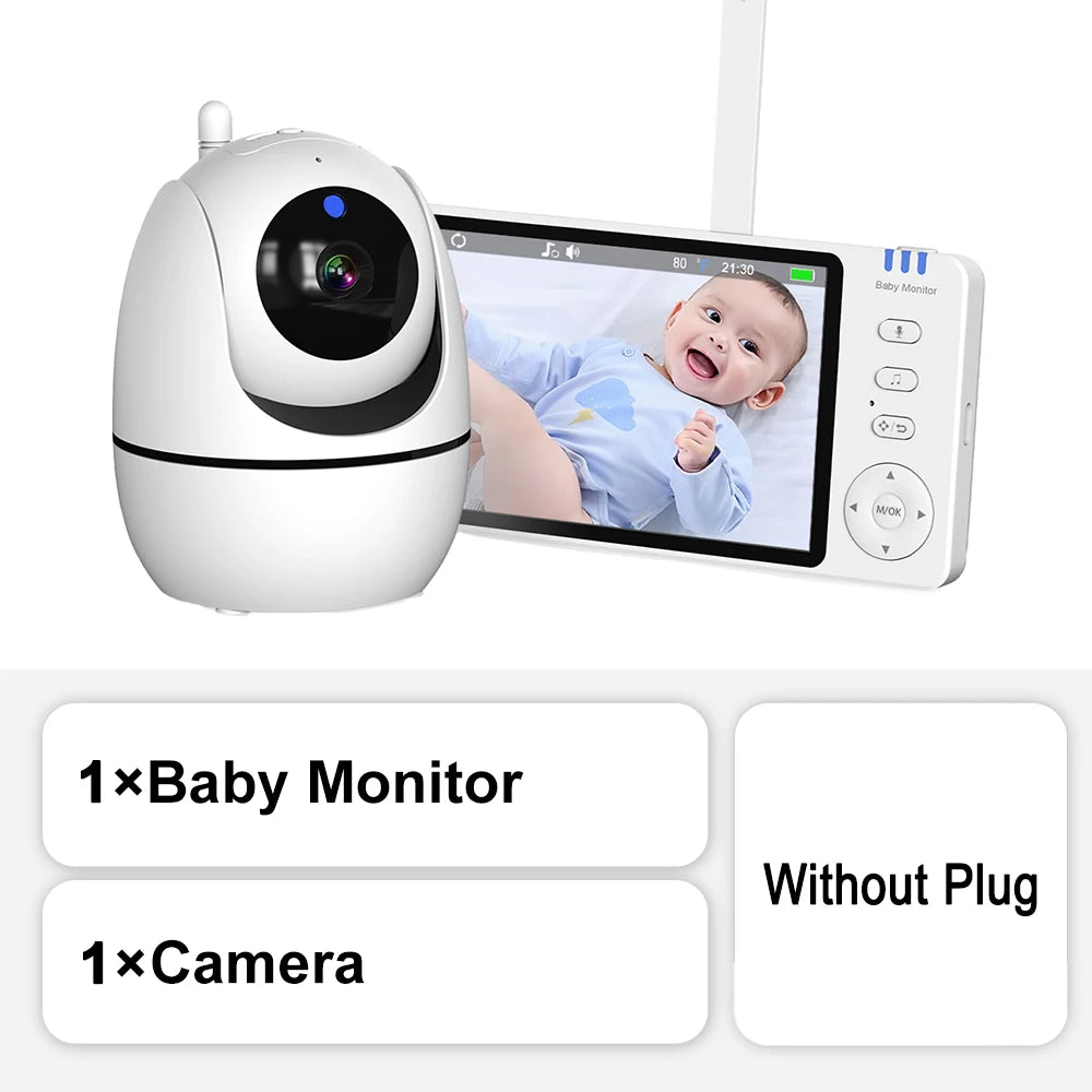 5 Inch Video Baby Monitor with Camera PTZ Zoom Babyphone Cam Security Protection Surveillance Cameras Temperature Sensor Lullaby