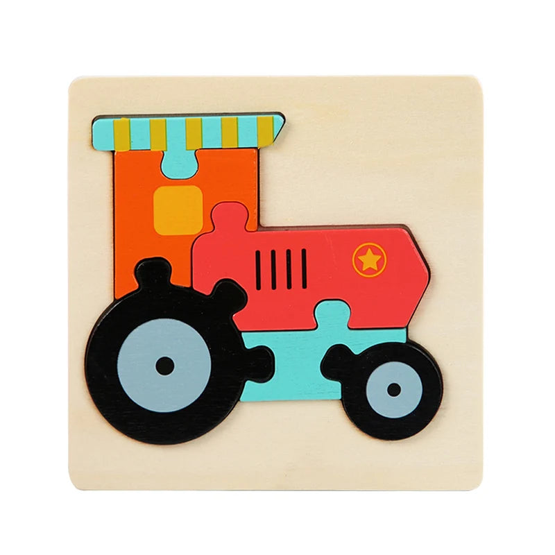 3D Wooden Puzzle Baby Toys Montessori Cartoon Animals Kids Puzzle Baby Game Jigsaw Puzzle Educational Toys for Babies