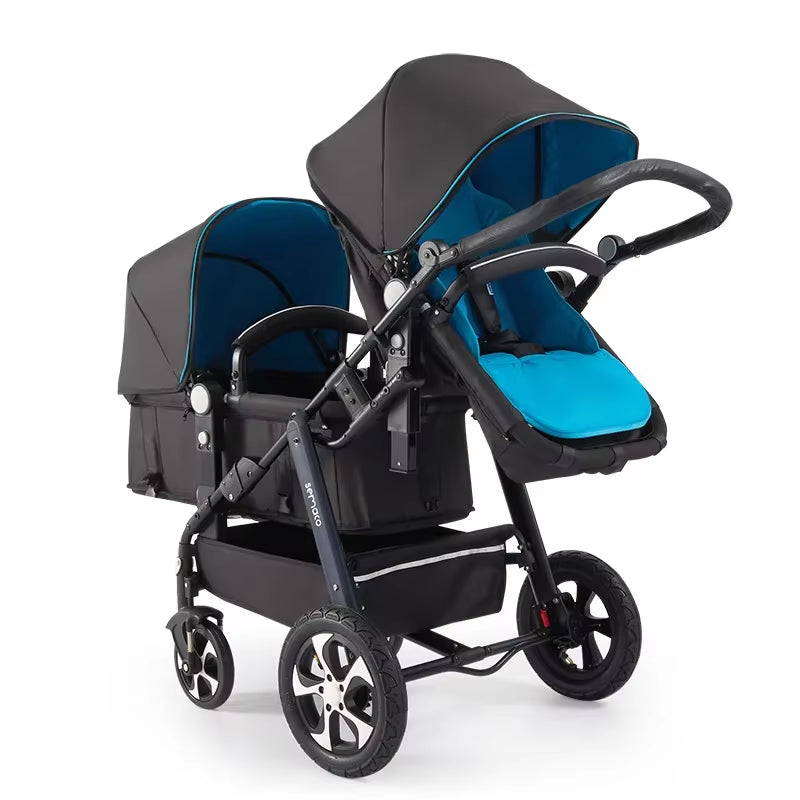 Luxury Twin Baby Stroller,High Landscape Pram,Folding Carriage,Twins Stroller Baby Car,Double Seat Strollers,Lying and Seating