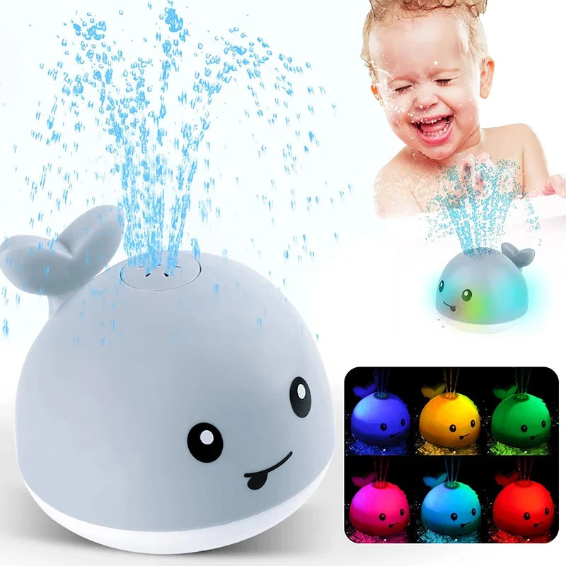 Baby Light up Bath Toys Whale Automatic Sprinkler Bathtub Toys Kids Infant Swim Pool Bathroom Toys Gifts with Music LED Light