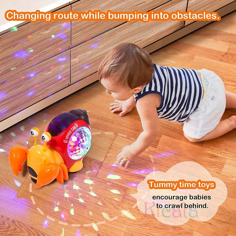 Crawling Crab Baby Toys with Music Light up Interactive Musical Toys for Baby Dancing Crawling Toys Moving Toddler Toys 0 12