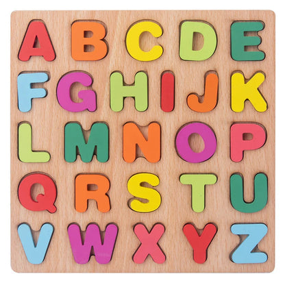 20CM Baby Toys Wooden Puzzle Alphabet Number Shape Matching 3D Puzzle Board Game Wooden Montessori Toys for Children Gifts