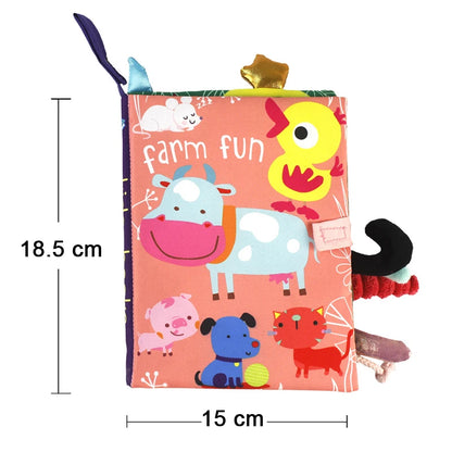 New Baby Toys Cartoon Animals Tail Baby Cloth Book Educational Ringed Paper Cloth Book Toys Enlightenment Baby Toys 0 12 Months