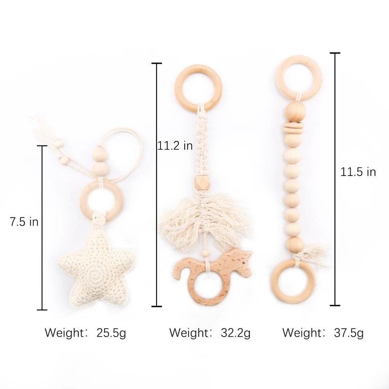 1Set Baby Fitness Frames Baby Gym Mobile Suspension Baby Room Decoration Newborn Baby Activity Accessories Wooden Rattles Toys