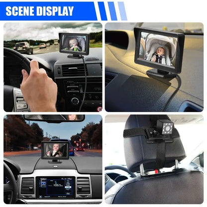 Baby Car Monitor 1080P Monitor Camera for Baby Rear Facing Seat Mirror Display 150° Wide View Night Vision Car Mirror Camera