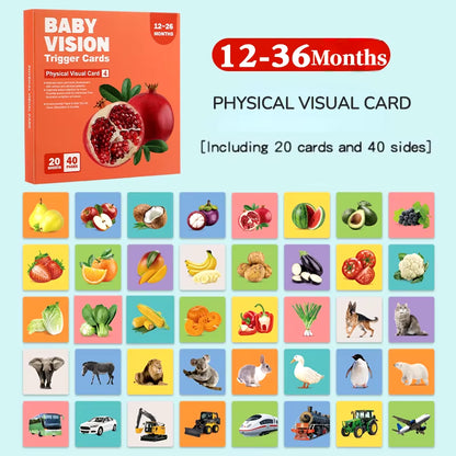 Montessori 0-12Month Baby Vision Stimulation Cards Black and White Contrast Cards Stimulate Newborn Visual Early Learning Toys